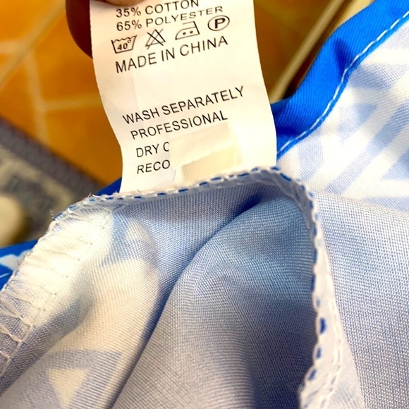 Women’s Blue & White Polyester Beach Coverup Dress - Picture 8 of 8